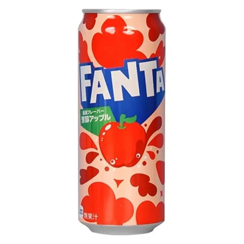Fanta crvena jabuka limenka 250 ml, crvena s motivima jabuka i logotipom Fanta