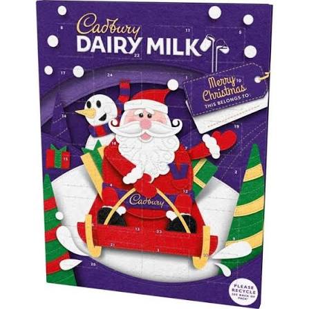 Adventni kalendar s Cadbury Dairy Milk čokoladom i Djedom Božićnjakom